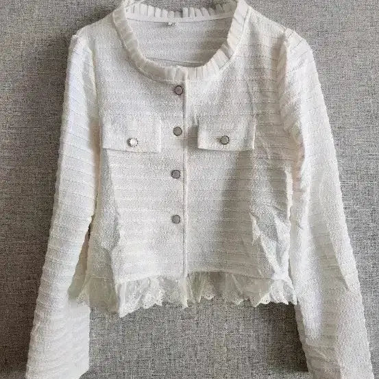 [BUNJANG] White Pearl Button Jacket (Size 66) / 새상품: 화이트 스판쟈켓  66