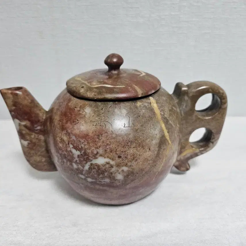 [BUNJANG] Vintage Ox-Stone Celadon-Gemstone Pitcher and Cup Set / 옛날 순옥곱돌 칠보석 주자 잔