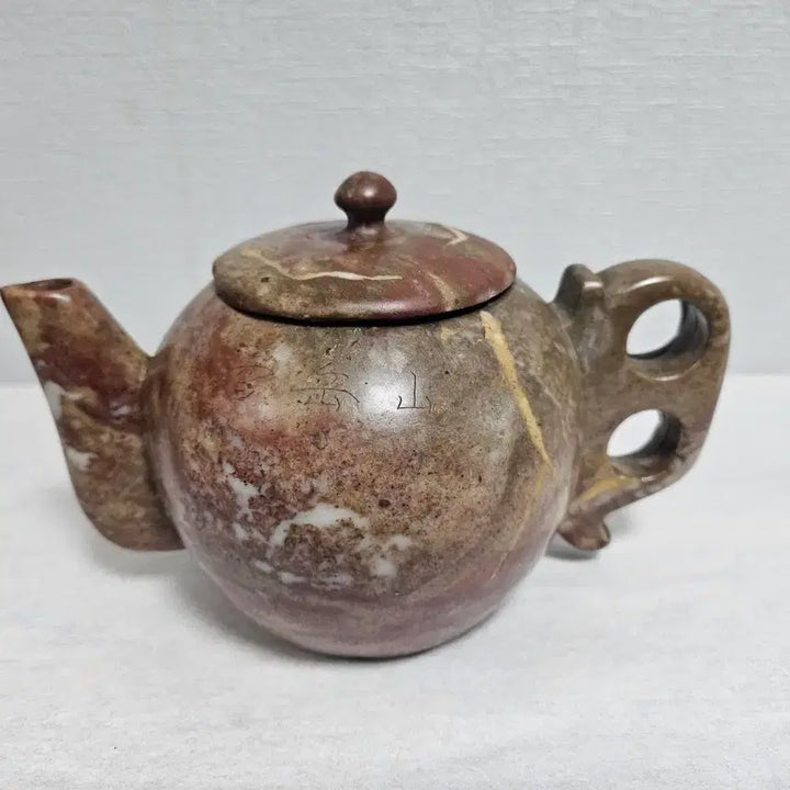 [BUNJANG] Vintage Ox-Stone Celadon-Gemstone Pitcher and Cup Set / 옛날 순옥곱돌 칠보석 주자 잔