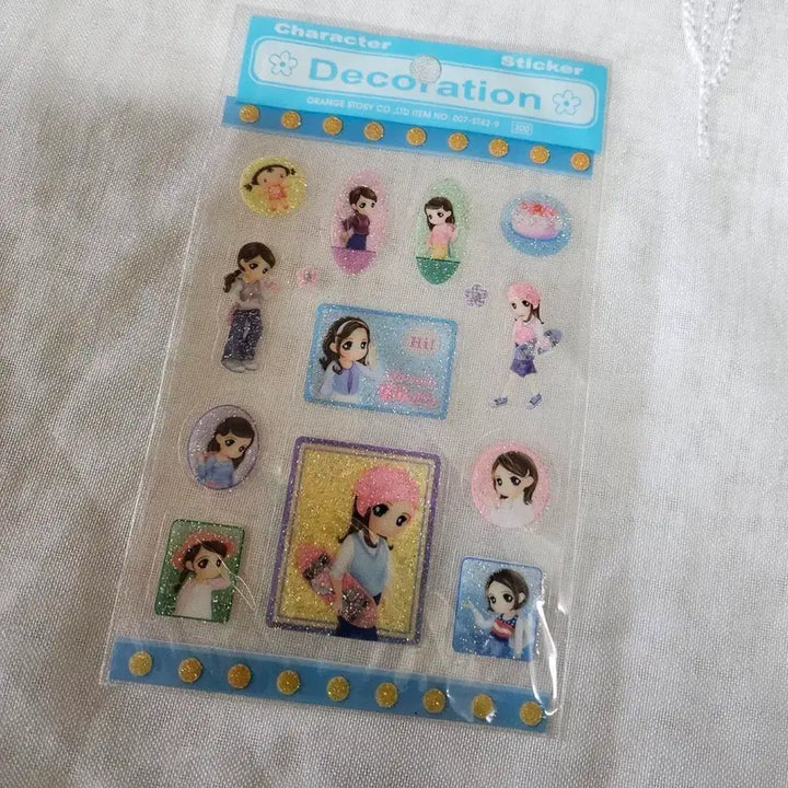 [BUNJANG] Orange Story Glitter Sticker Retro Diary Decoration Character Lovely White / 오렌지스토리 반짝이 스티커 고전문구 레트로 다꾸 캐릭터 러블리화이트