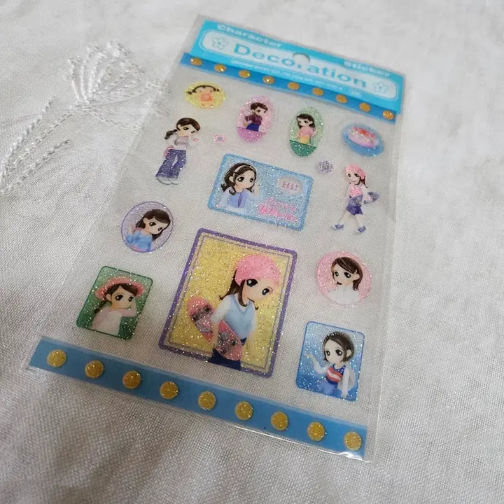 [BUNJANG] Orange Story Glitter Sticker Retro Diary Decoration Character Lovely White / 오렌지스토리 반짝이 스티커 고전문구 레트로 다꾸 캐릭터 러블리화이트