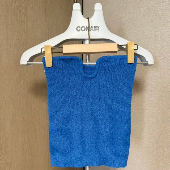 [BUNJANG] Knit Wire Tube Top - Blue / 니트 와이어 튜브탑 블루
