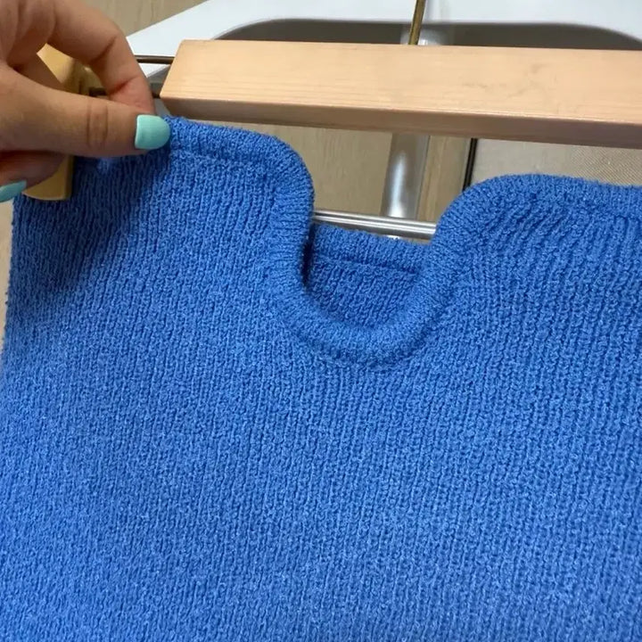 [BUNJANG] Knit Wire Tube Top - Blue / 니트 와이어 튜브탑 블루