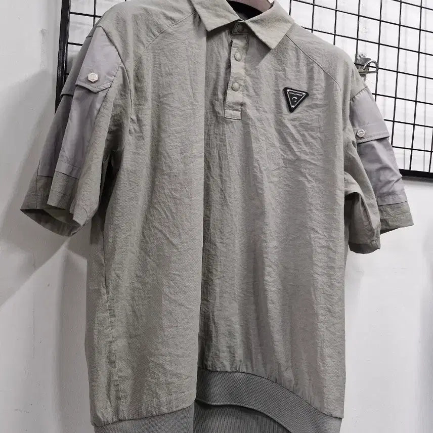 [BUNJANG] 100L Challenger Air Cool Short Sleeve Woven Top / 100L 챌린저 에어쿨 냉감 반팔 카라 우븐탑.