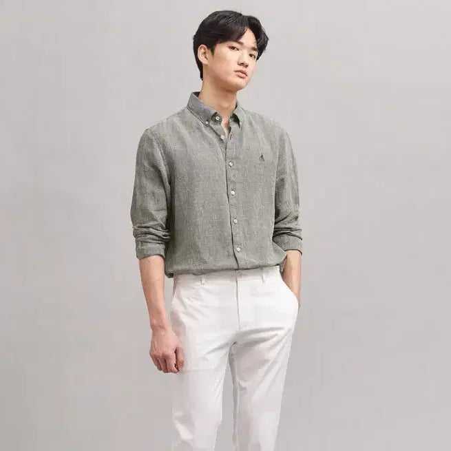 [BUNJANG] Beanpole Linen Check Shirt / 빈폴 린넨 체크 셔츠 남방