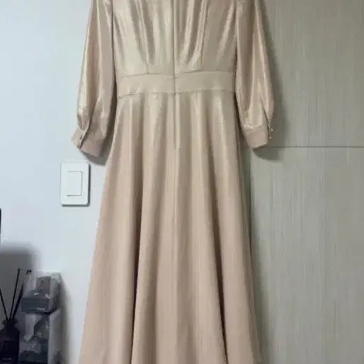 [BUNJANG] Linen Beige Pleated Long Dress / 린 베이지색 플리츠 롱 원피스