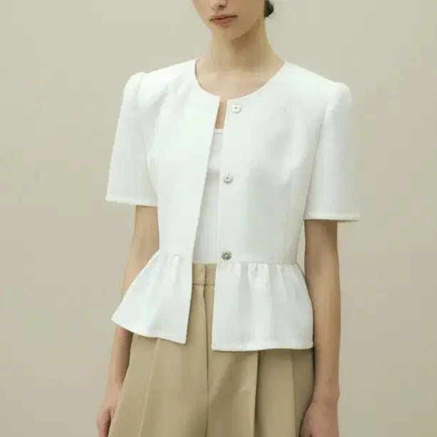 [BUNJANG] Octette Tweed Frill Jacket / octette 오떼뜨 트위드 프릴 자켓 반팔
