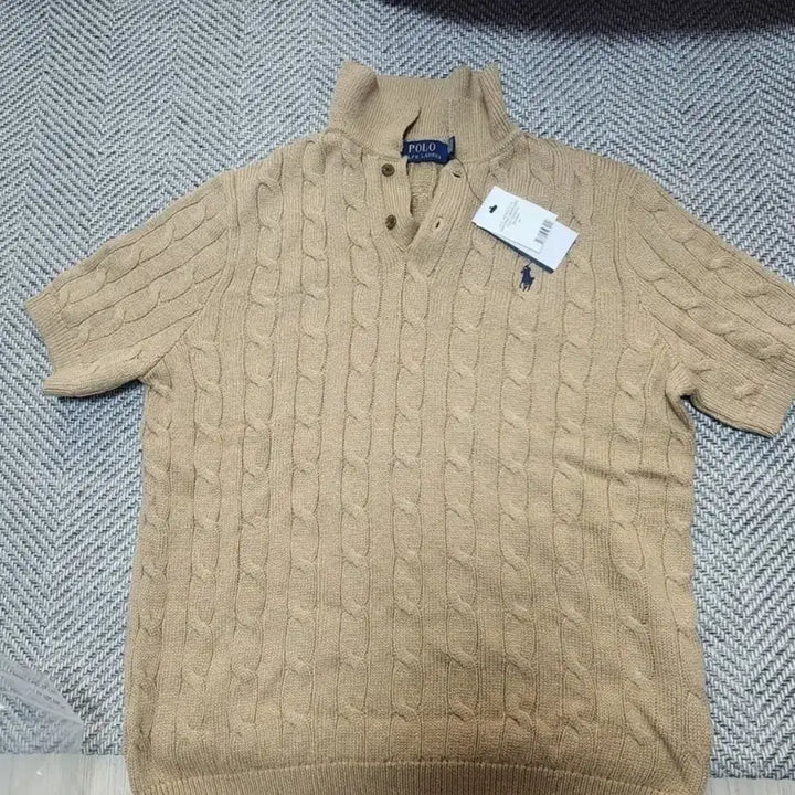 [BUNJANG] Polo Ralph Lauren Cable Knit Sweater - Camel Melange / M폴로랄프로렌 케이블반팔카라니트 카멜멜란지