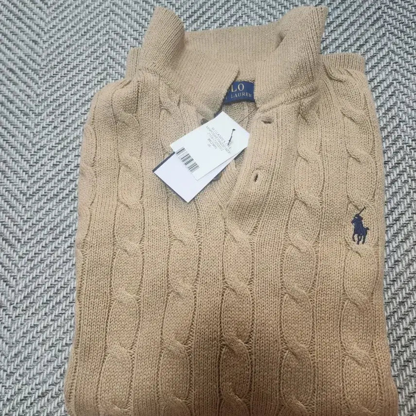 [BUNJANG] Polo Ralph Lauren Cable Knit Sweater - Camel Melange / M폴로랄프로렌 케이블반팔카라니트 카멜멜란지