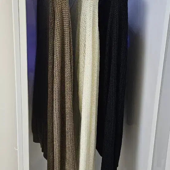 [BUNJANG] See-Through Knit Top Set / 시스루 긴팔 니트 블랙/베이지/아이보리 3종세트