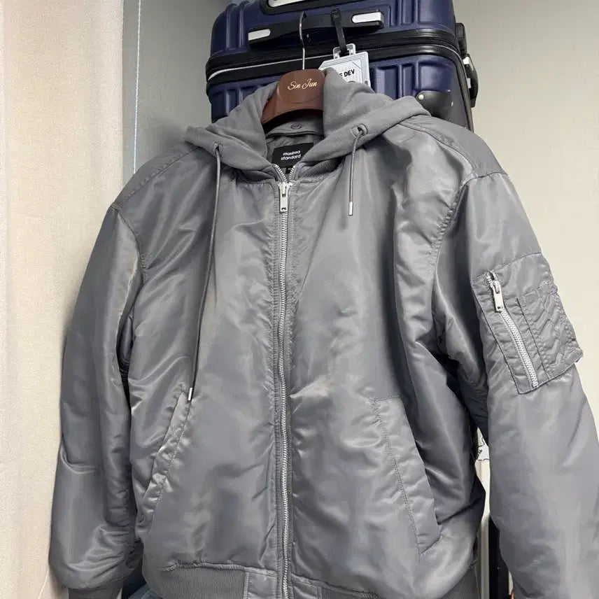 [BUNJANG] Musinsa Standard Oversized Detachable Hood MA-1 Bomber Jacket XL Medium Gray / 무탠다드 오버사이즈 디태처블 후드 MA-1 보머 재킷 XL 미디엄그레이