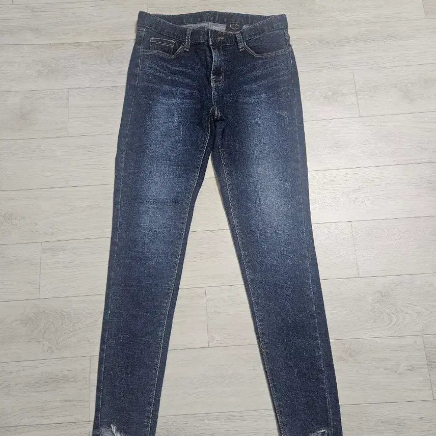 [BUNJANG] Denim Skinny Jeans / 진청 데님 스키니진 컷팅진