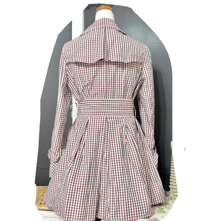 [BUNJANG] Satin Check Trench Coat - M Size / 샤틴ㅡ 잔체크 트렌치 코트 M 새거수준
