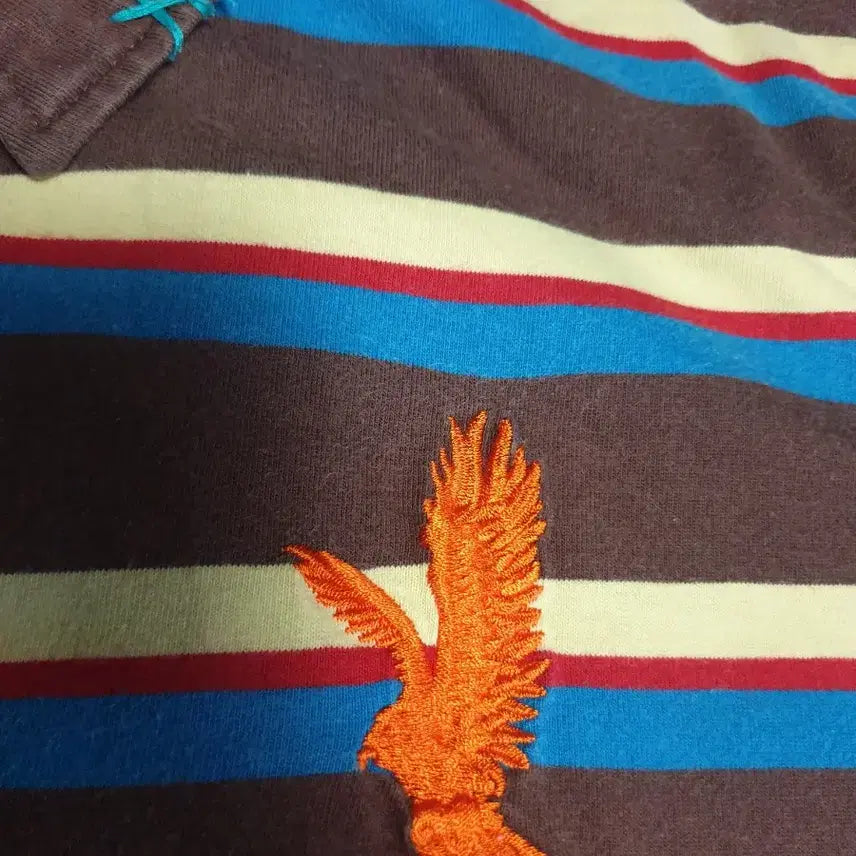 [BUNJANG] DOHC Eagle Embroidery Y2K Stripe Polo Shirt (XL) / (00s) DOHC 스트라이프 독수리 자수 Y2K 반팔 카라티 (XL)