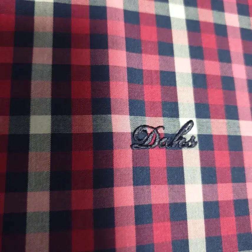 [BUNJANG] Daks Classic Check Short Sleeve Shirt / (빈티지) 닥스 레터링 로고자수 클래식체크 반팔 셔츠 (100)