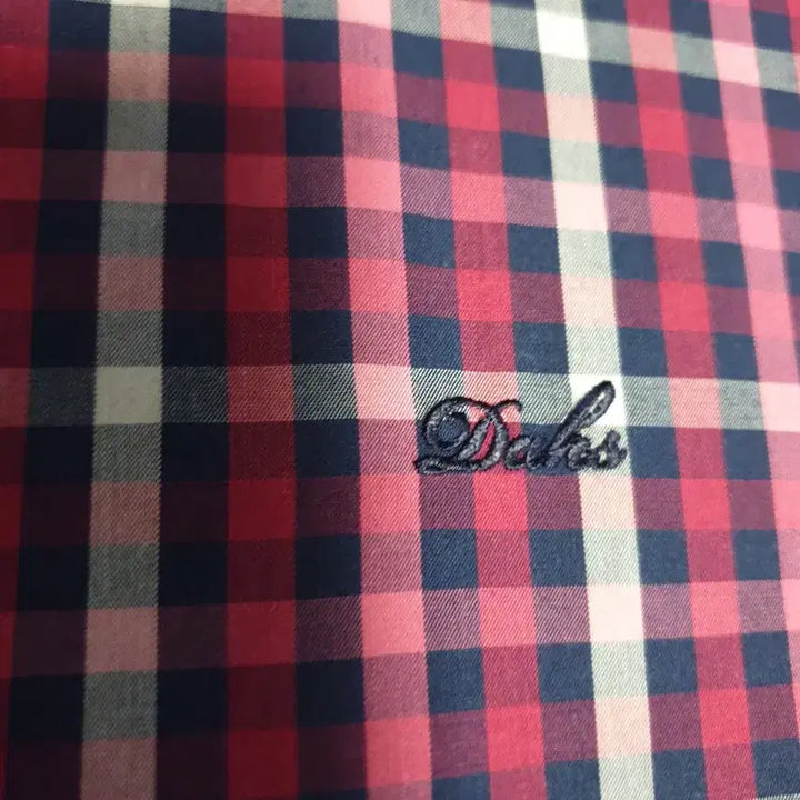 [BUNJANG] Daks Classic Check Short Sleeve Shirt / (빈티지) 닥스 레터링 로고자수 클래식체크 반팔 셔츠 (100)