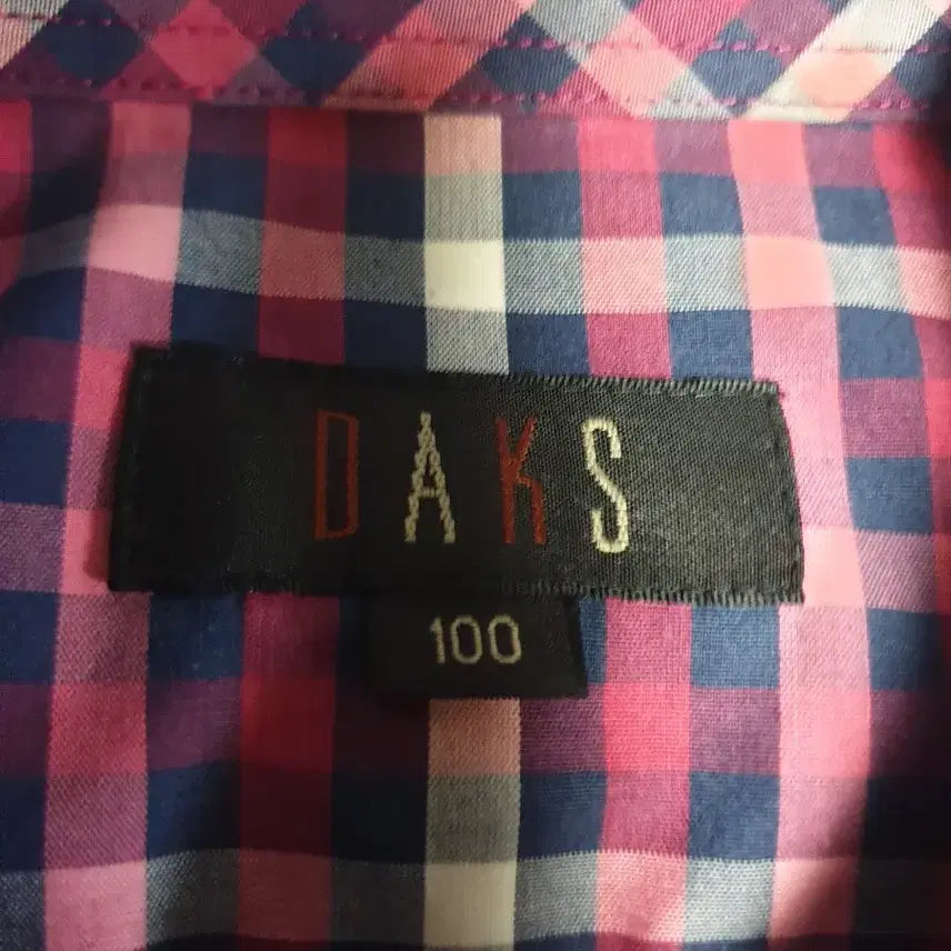 [BUNJANG] Daks Classic Check Short Sleeve Shirt / (빈티지) 닥스 레터링 로고자수 클래식체크 반팔 셔츠 (100)