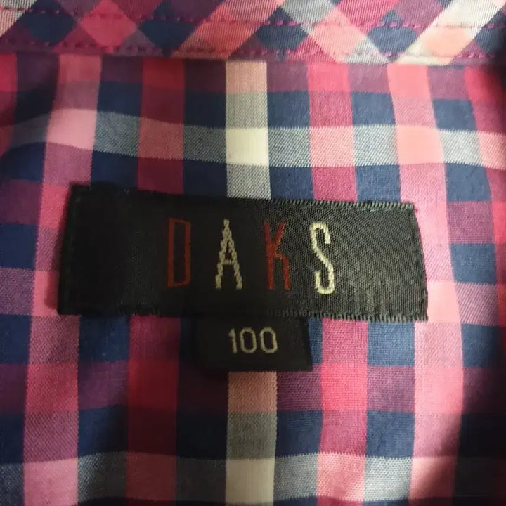 [BUNJANG] Daks Classic Check Short Sleeve Shirt / (빈티지) 닥스 레터링 로고자수 클래식체크 반팔 셔츠 (100)
