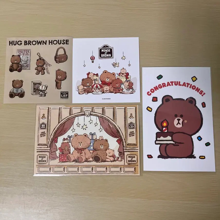 [SOLD OUT] 라인프렌즈 브라운 엽서 스티커 허그 하우스 오브 브라운 생일
