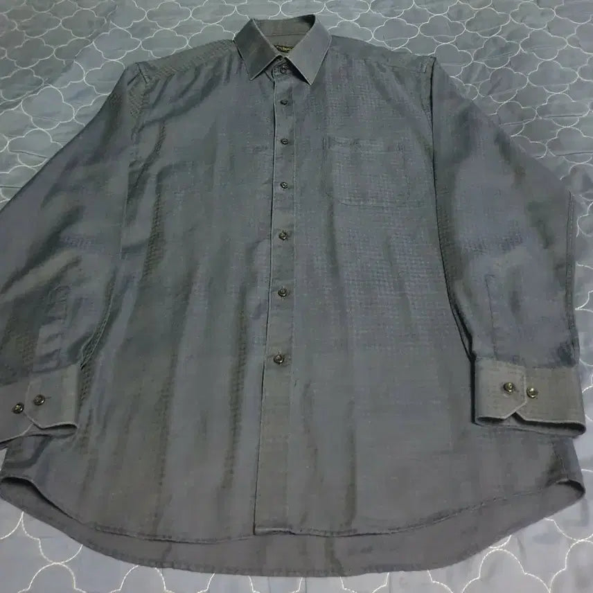 [BUNJANG] Pierre Cardin Paris Linen Micro Check Long Sleeve Shirt (Navy, 100) / (빈티지) 피에르가르뎅 파리 리넨 마이크로체크 긴팔셔츠 네이비 (100)