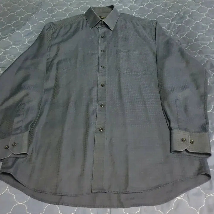 [BUNJANG] Pierre Cardin Paris Linen Micro Check Long Sleeve Shirt (Navy, 100) / (빈티지) 피에르가르뎅 파리 리넨 마이크로체크 긴팔셔츠 네이비 (100)