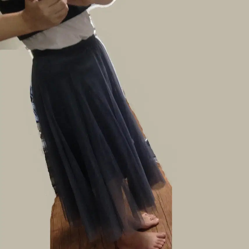 [BUNJANG] Gray &amp; Blue Long Skirt (Free Size) / 요새 입기 좋은 쥐색 + 블루  롱 스커트 Free-사이즈 (긴 치마 )