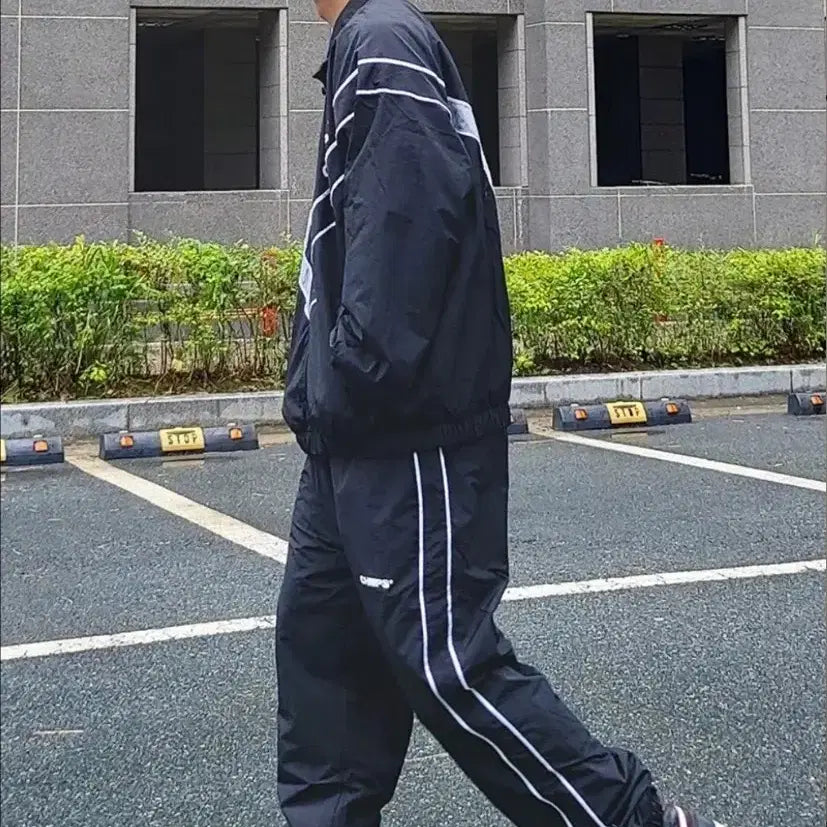 [BUNJANG] BonChamps Nylon Windbreaker Set Black (L) / (품절매물) 본챔스 나일론100% 바람막이 상하의 셋업 블랙 (L)