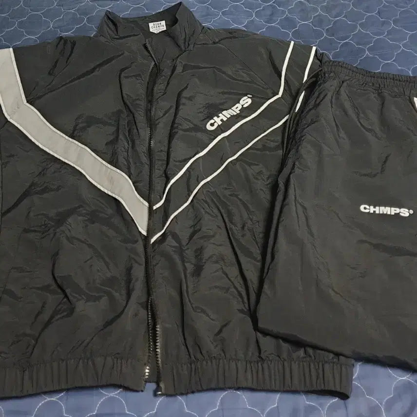 [BUNJANG] BonChamps Nylon Windbreaker Set Black (L) / (품절매물) 본챔스 나일론100% 바람막이 상하의 셋업 블랙 (L)