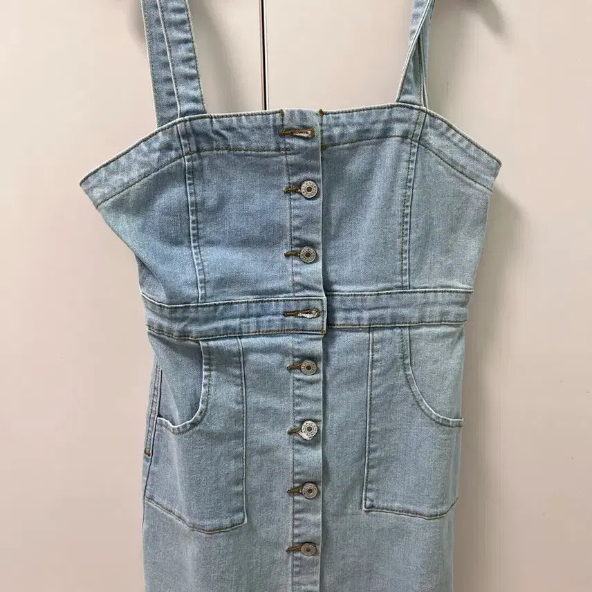 [SOLD OUT] 연청 버튼 미니원피스