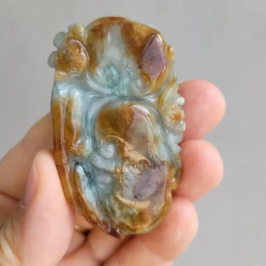 [BUNJANG] Jade Celadon Mushroom Sculpture Ornament / 영지버섯 비취 조각 장신구