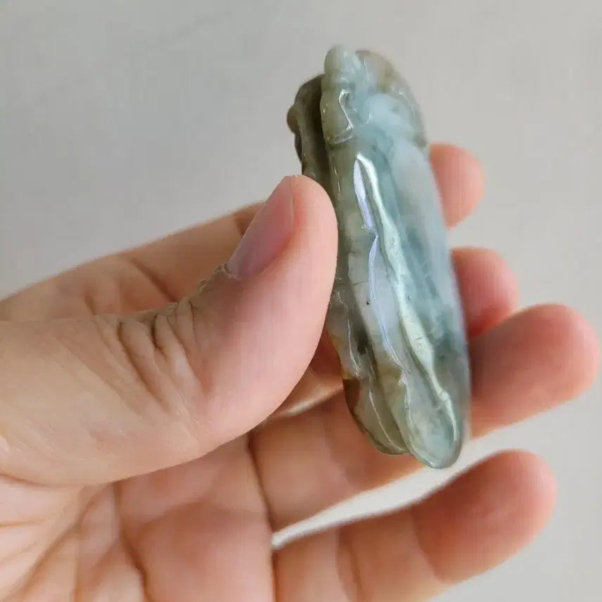 [BUNJANG] Jade Celadon Mushroom Sculpture Ornament / 영지버섯 비취 조각 장신구