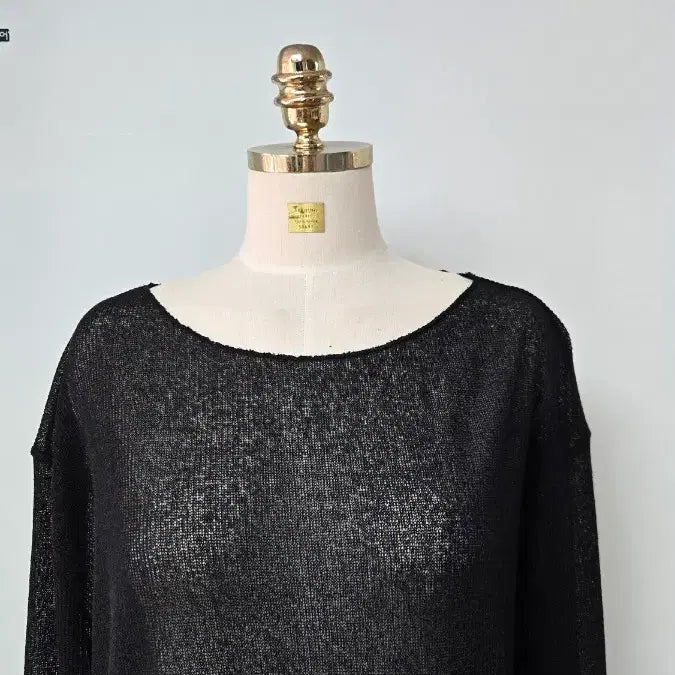 [BUNJANG] Black See-Through Loose Fit Long Sleeve Knit Top / 루즈핏 시스루 양쪽 옆트임 블랙 긴팔 니트