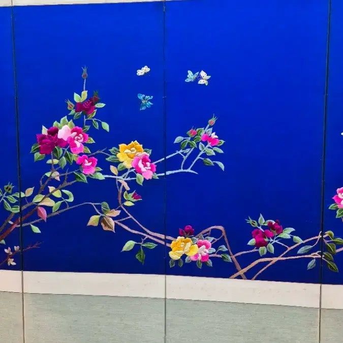 [BUNJANG] Embroidered Flower and Bird Screen / 고급 자수병풍