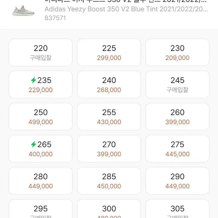 [BUNJANG] Adidas Yeezy Boost 350 V2 Blue Tint Sneakers / 아디다스 이지부스트 350 V2 블루틴트 스니커즈 (290)