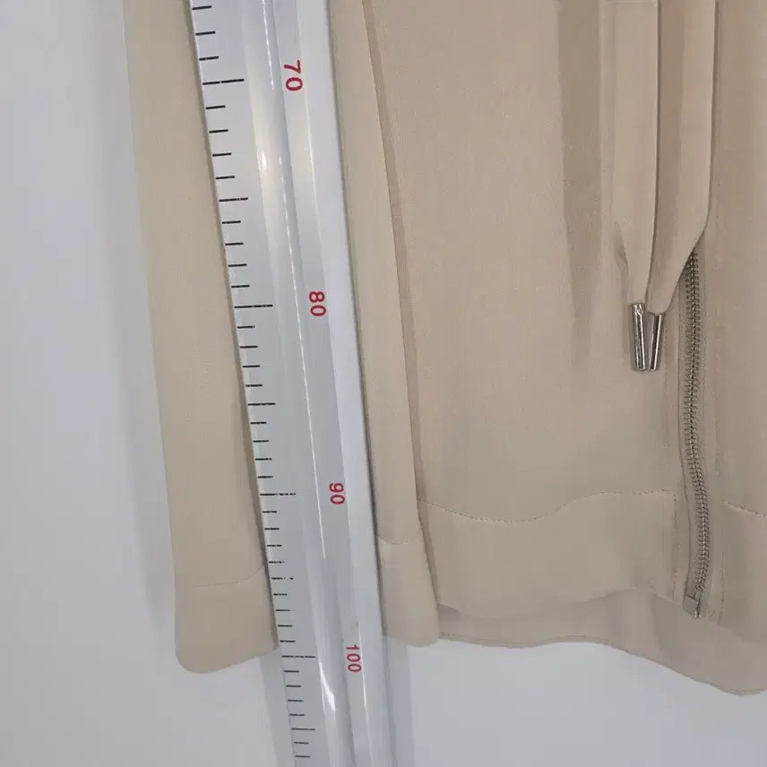 [BUNJANG] Beige Hooded Open Front Dress / 베이지 후드 지퍼 오픈형 원피스