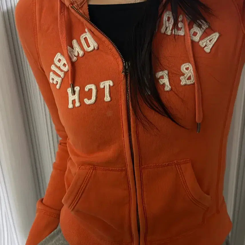 [BUNJANG] Abercrombie Orange Hoodie XS / 아베크롬비 오렌지 후드집업 xs