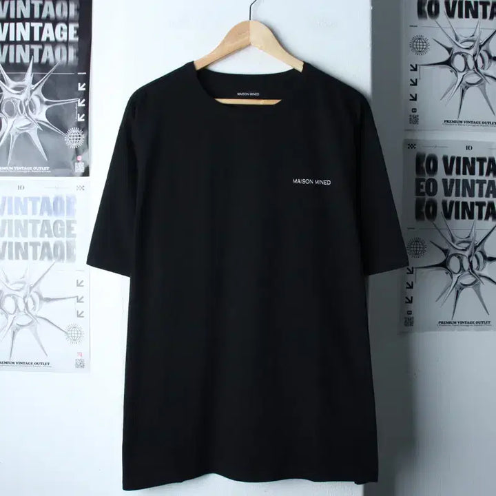 [BUNJANG] Maison Mineed Small Logo Black T-shirt / (L-2XL) 메종미네드 반팔 티셔츠 스몰로고 블랙 박시-182F3