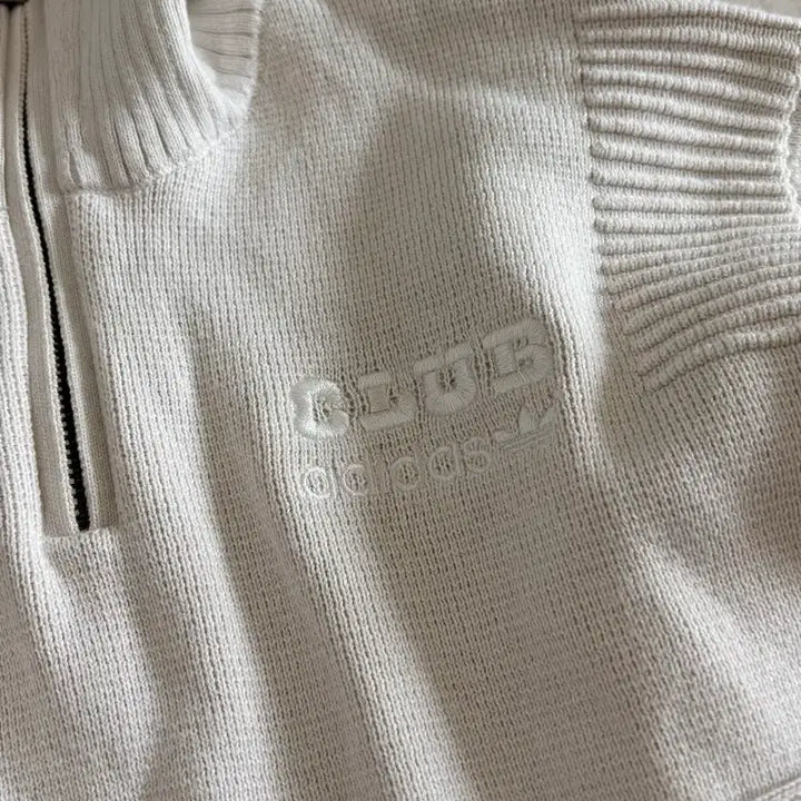 [BUNJANG] Adidas Half Zip Crop Knit Sweater / 클럽 아디다스 하프 집업 크롭 니트