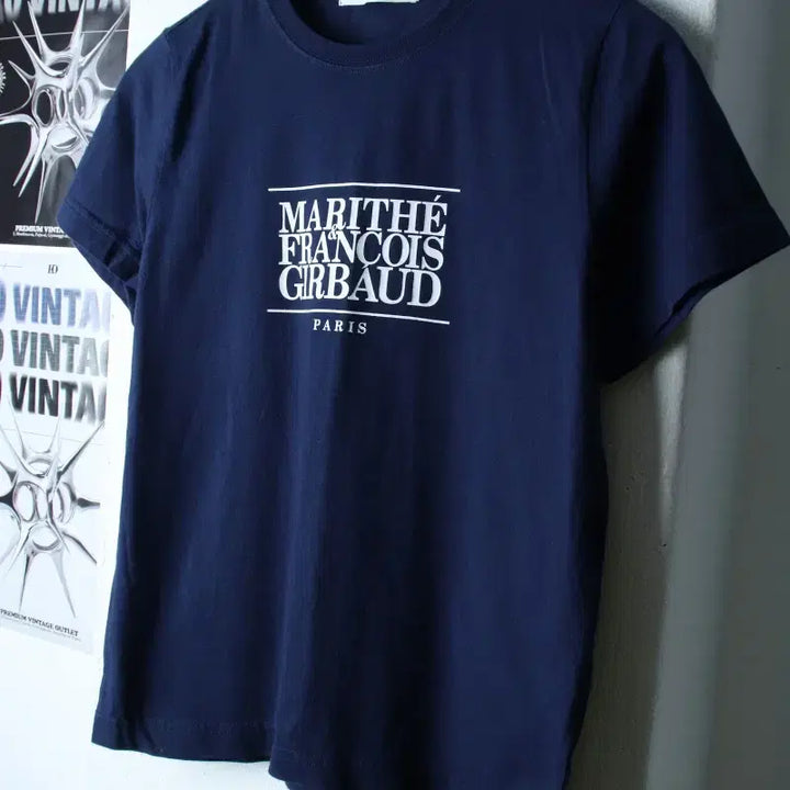 [BUNJANG] Marithe Francois Girbaud Semi-Crop Big Logo T-shirt / W(M) 마리떼프랑소와저버 반팔 티셔츠 빅로고 세미크롭 네이비-182F5