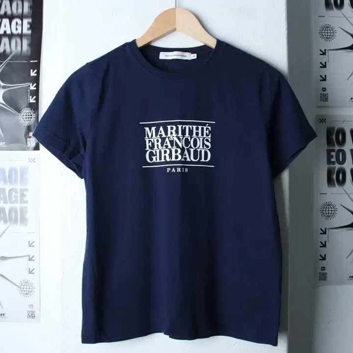 [BUNJANG] Marithe Francois Girbaud Semi-Crop Big Logo T-shirt / W(M) 마리떼프랑소와저버 반팔 티셔츠 빅로고 세미크롭 네이비-182F5
