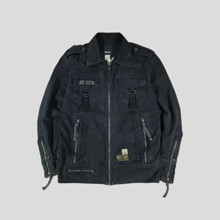 [SOLD OUT] DIESEL 디젤 블루 팬더스 흑청워싱 어깨견장 포포켓 밀리터리 펑크 사