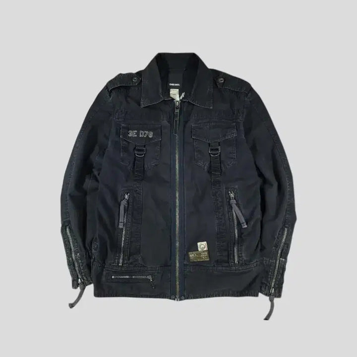 [SOLD OUT] DIESEL 디젤 블루 팬더스 흑청워싱 어깨견장 포포켓 밀리터리 펑크 사