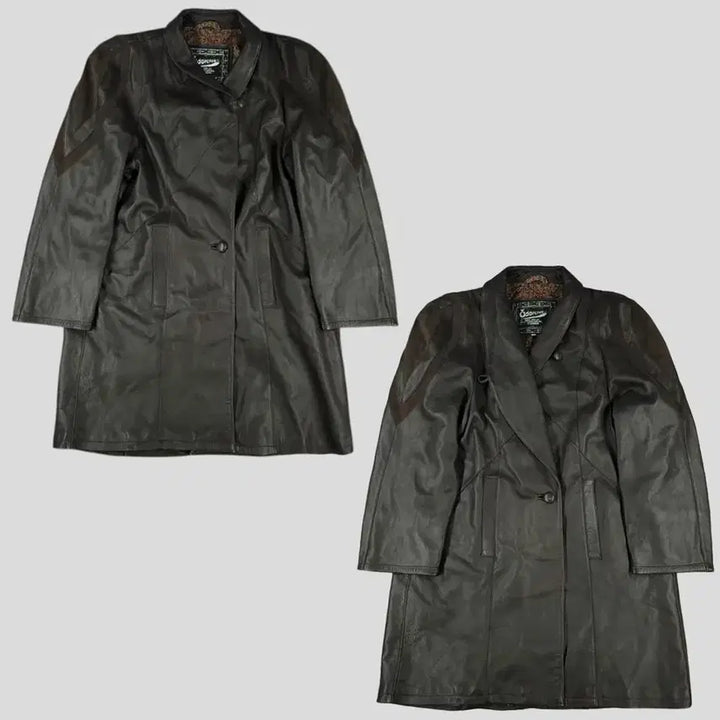 [BUNJANG] ADARCREA S.L Brown Asymmetrical Collar Lambskin Leather Dress / ADARCREA S.L 브라운 언발란스 카라 이너페이즐리 램스킨 양가죽