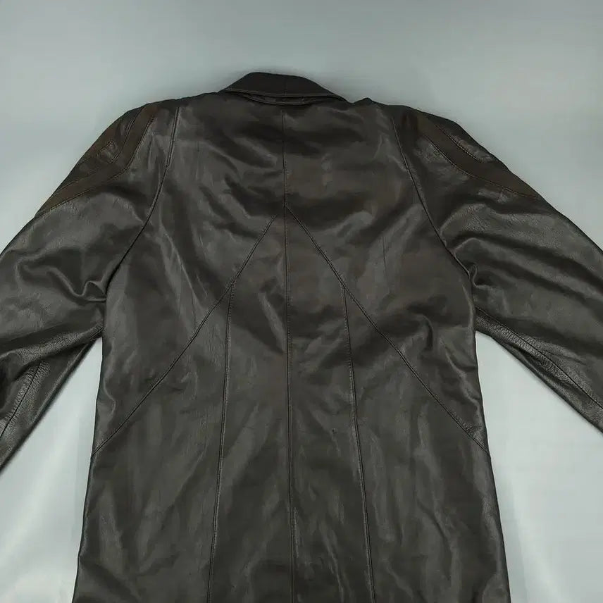 [BUNJANG] ADARCREA S.L Brown Asymmetrical Collar Lambskin Leather Dress / ADARCREA S.L 브라운 언발란스 카라 이너페이즐리 램스킨 양가죽