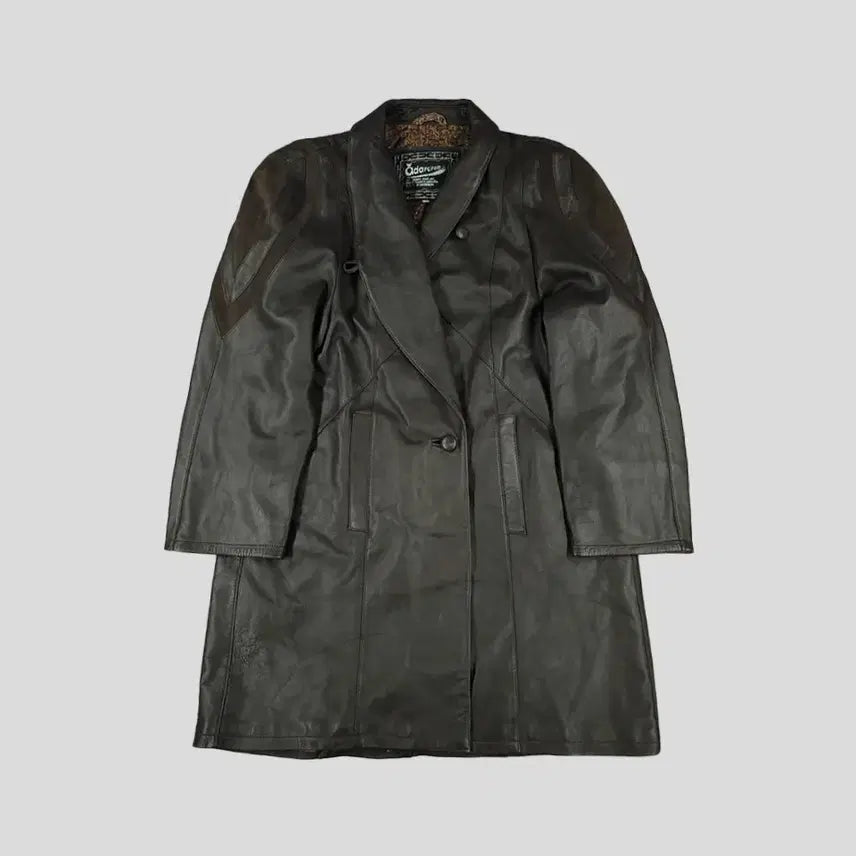 [BUNJANG] ADARCREA S.L Brown Asymmetrical Collar Lambskin Leather Dress / ADARCREA S.L 브라운 언발란스 카라 이너페이즐리 램스킨 양가죽