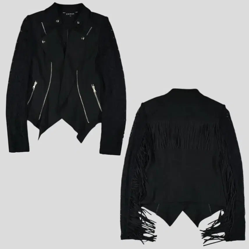 [BUNJANG] EGOIST Black 펀칭 Asymmetric Lace Fringe Top / EGOIST 에고이스트 블랙 펀칭 언발란스 레이스 프린지 고딕 고스 페미
