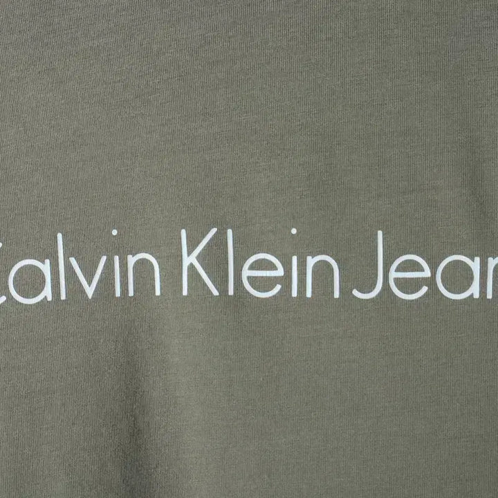 [BUNJANG] Calvin Klein Lettering T-shirt (XL-2XL) - Khaki / (XL-2XL) 캘빈클라인 반팔 티셔츠 빅사이즈 레터링 카키-182F9