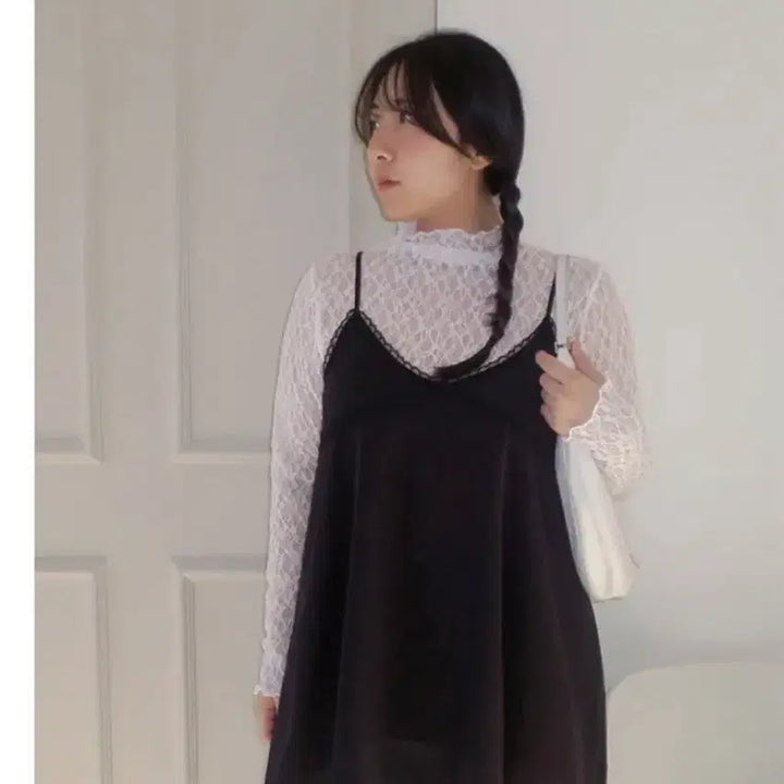[BUNJANG] Layered Lace Bustier Satin Dress / 레이스 레이어드 뷔스티에 새틴 원피스 [2size]