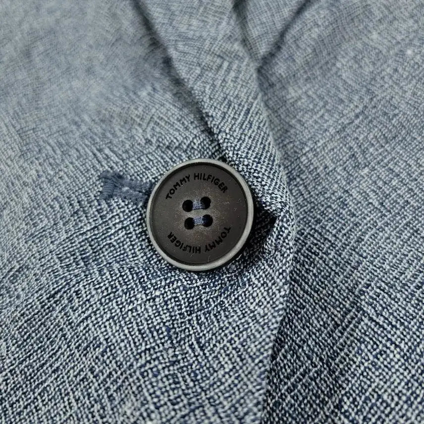 [BUNJANG] Tommy Hilfiger Linen Blend Single Blazer / 타미힐피거 블루 그레이 화이트 배색 보카시 원버튼 린넨블렌드 싱글 블레이