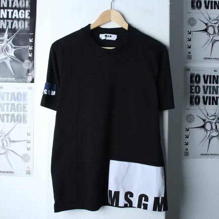 [BUNJANG] MSGM Black T-Shirt / (M) 엠에스지엠 반팔 티셔츠 블랙 이태리-182FA